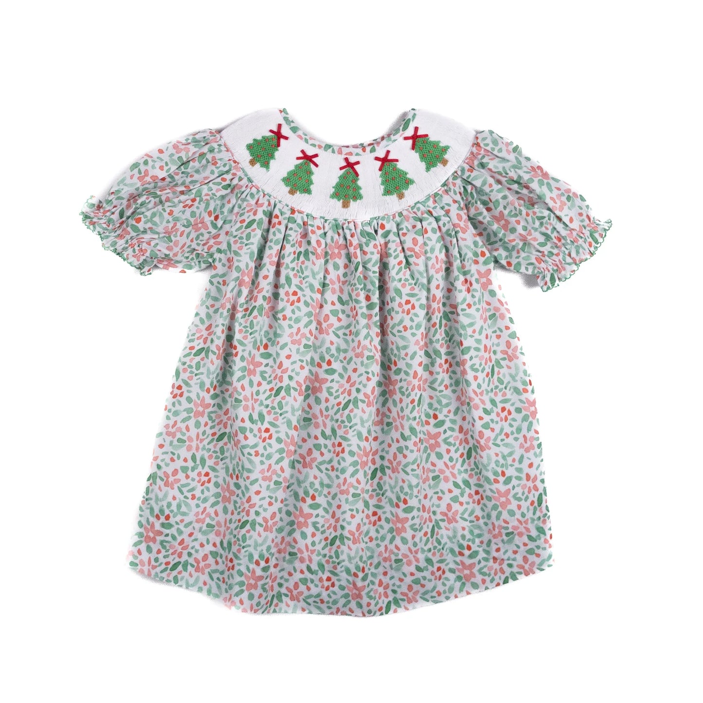 Shop Teeta Girls Smocked Christmas Tree Floral Dress