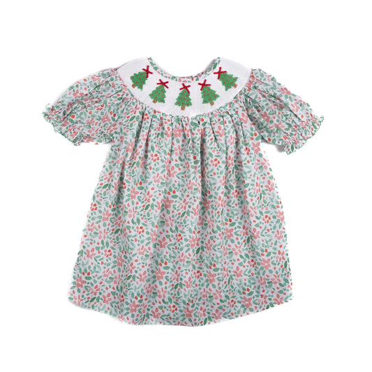 Shop Teeta Girls Smocked Christmas Tree Floral Dress