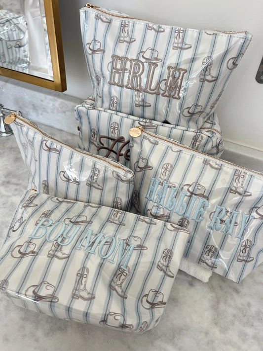 Kenz Kustoms x Hallie Ray Light Western Blues Striped Clear Coat Bag