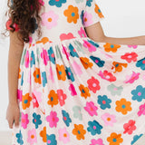 Mila & Rose Retro Floral Pocketed Twirl Girls Dress
