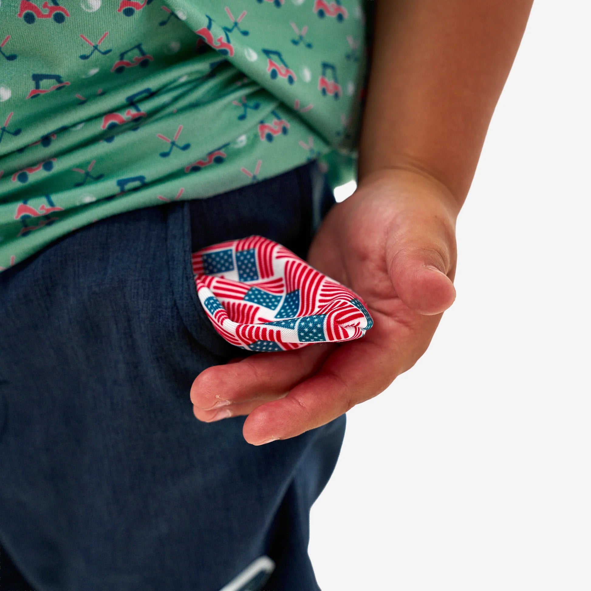 Burlebo Boys Navy American Flag Liner Athletic Short