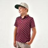 Burlebo Maroon Texas Aggie Howdy Pennants Boys Performance Polo Shirt
