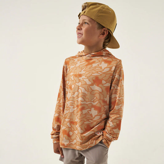 Burlebo Youth Orange Texas Camo Boys Performance Hoodie