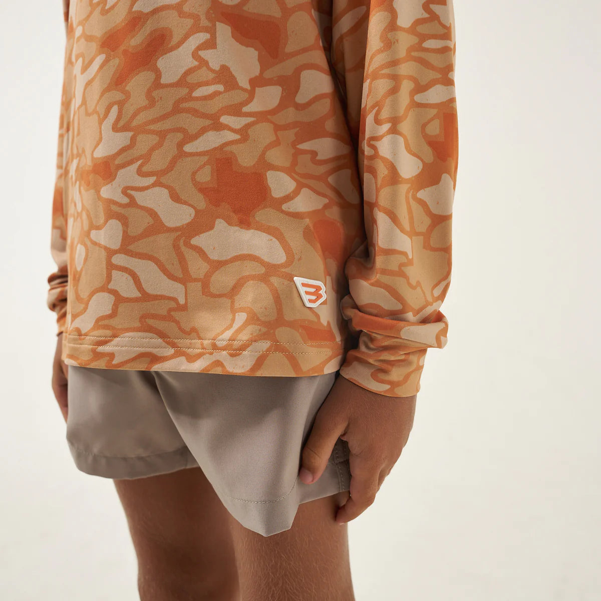 Burlebo Youth Orange Texas Camo Boys Performance Hoodie