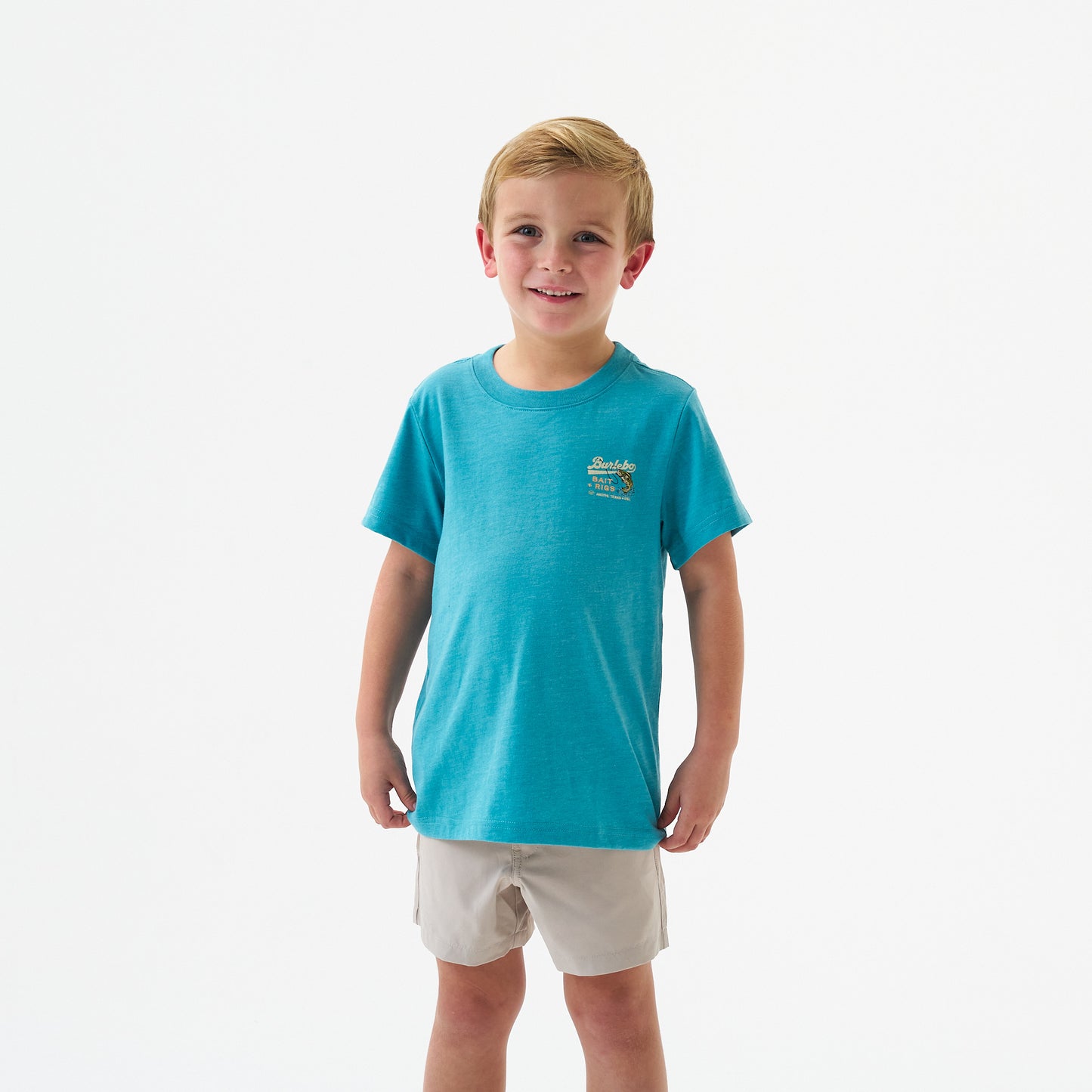 Burlebo Heather Cyan Bait & Rigs Short Sleeve Boys Shirt