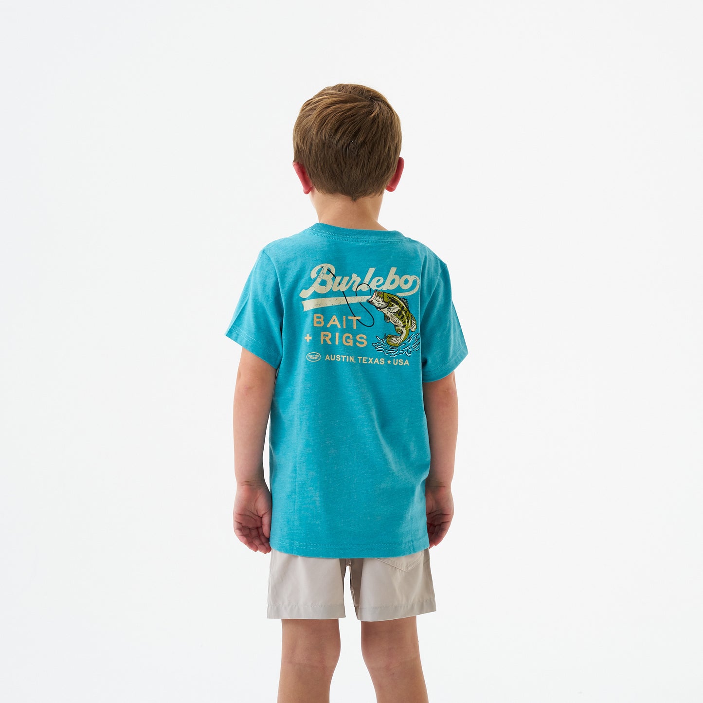 Burlebo Heather Cyan Bait & Rigs Short Sleeve Boys Shirt