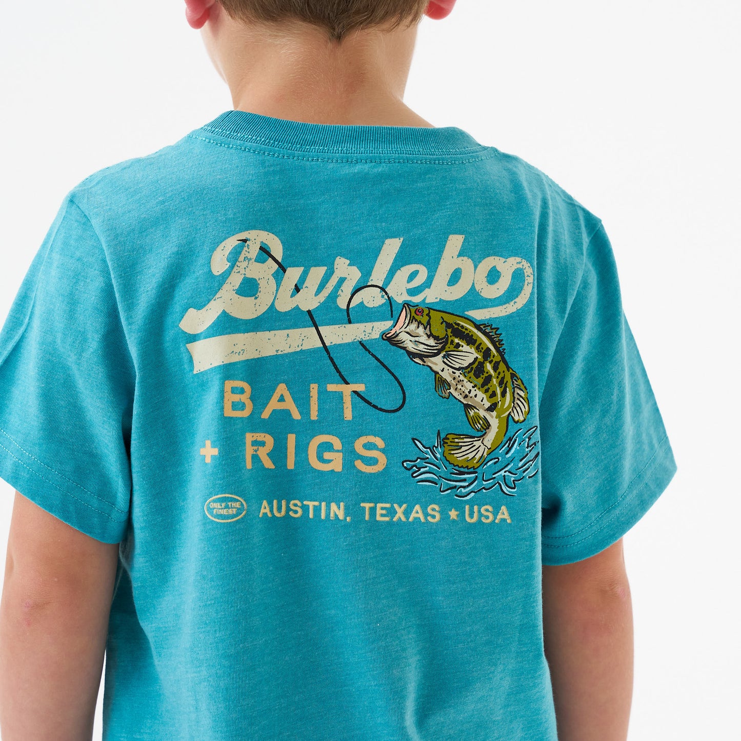 Burlebo Heather Cyan Bait & Rigs Short Sleeve Boys Shirt