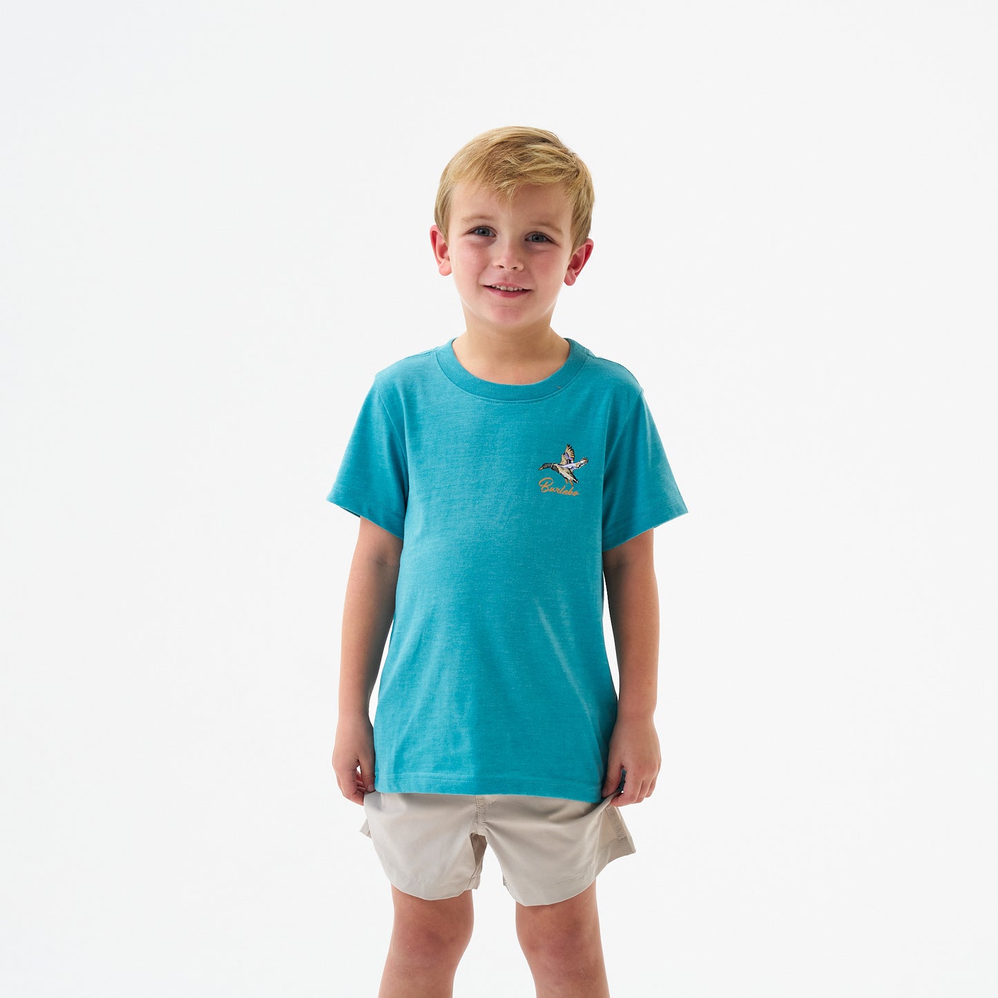 Burlebo Heather Cyan Pintail Triangle Duck Short Sleeve Boys Shirt