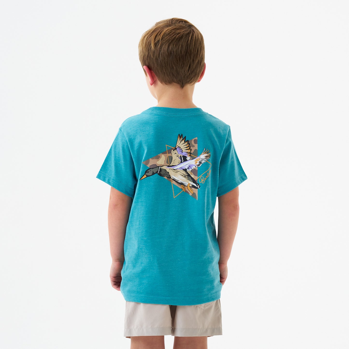 Burlebo Heather Cyan Pintail Triangle Duck Short Sleeve Boys Shirt