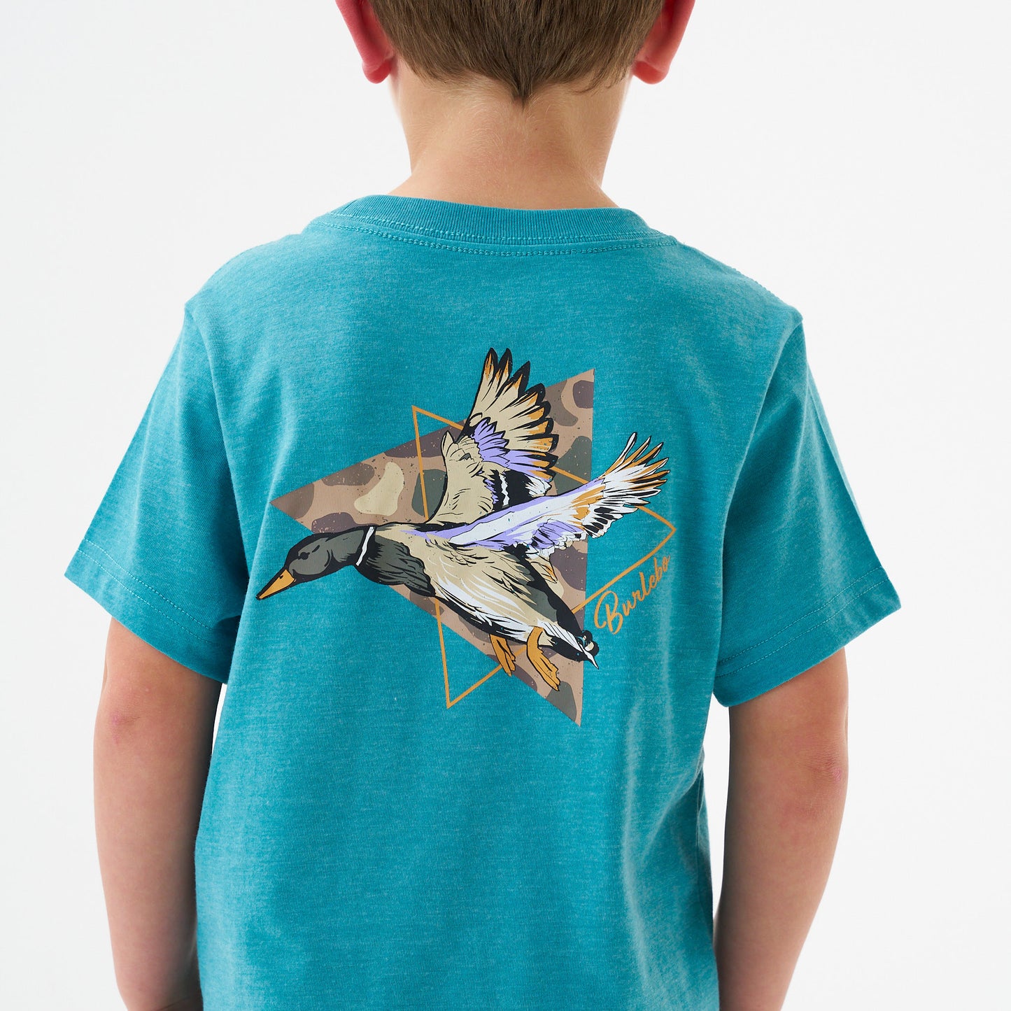 Burlebo Heather Cyan Pintail Triangle Duck Short Sleeve Boys Shirt