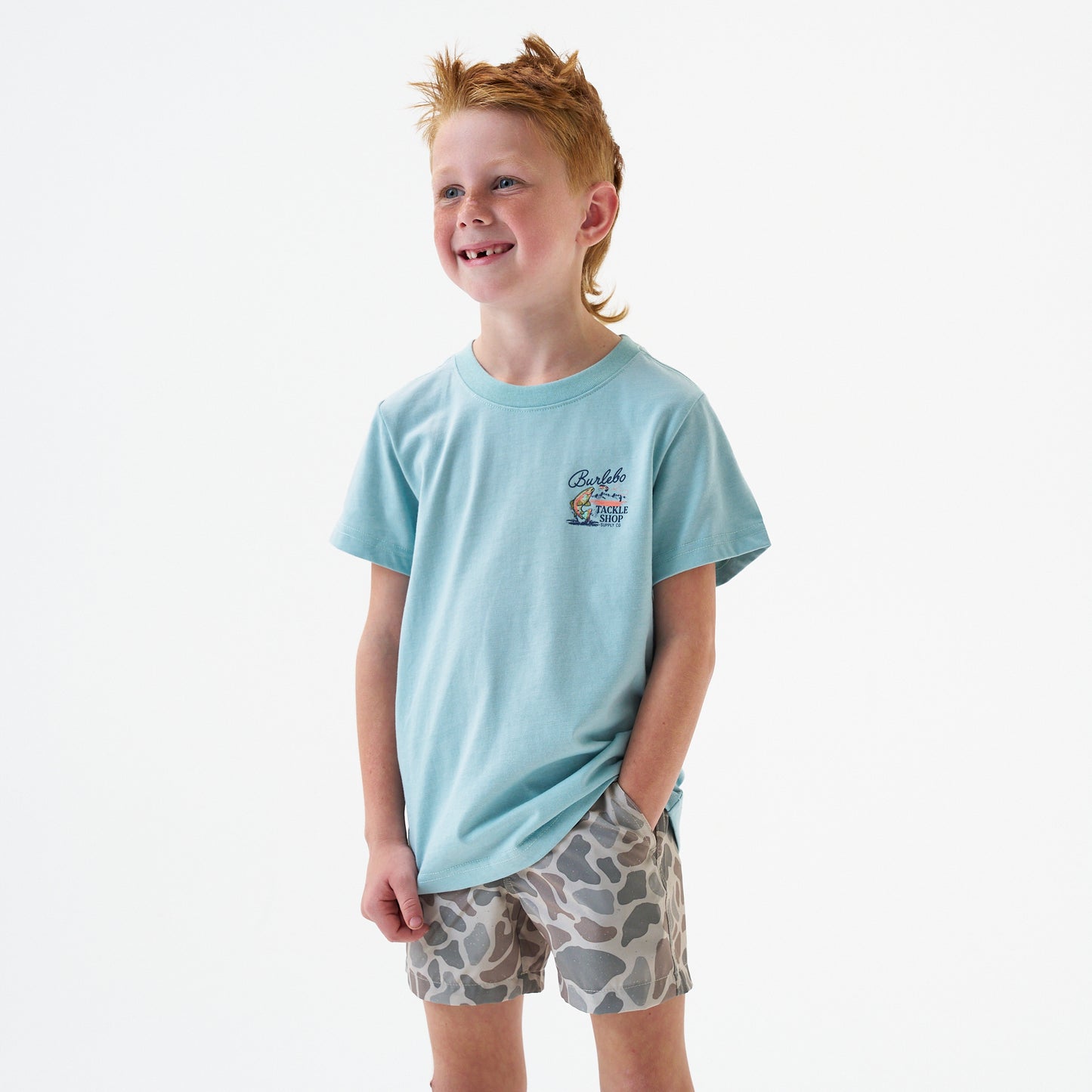 Burlebo Heather Sky Blue Tackle Shop Short Sleeve Boys Shirt