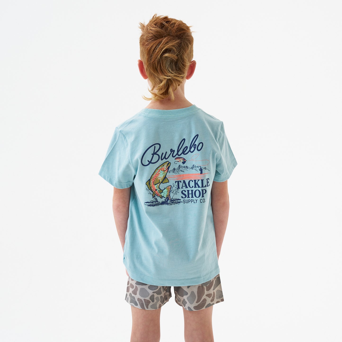 Burlebo Heather Sky Blue Tackle Shop Short Sleeve Boys Shirt