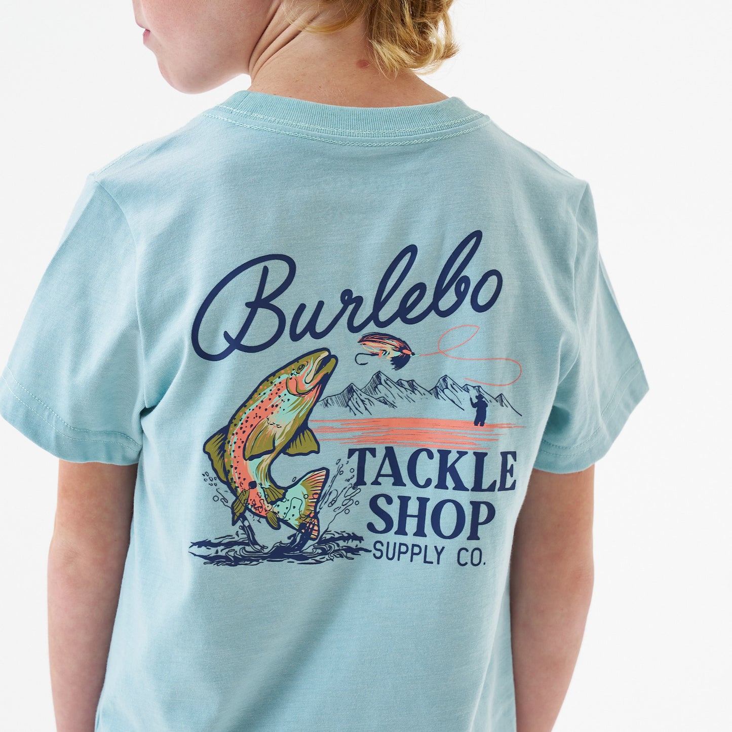 Burlebo Heather Sky Blue Tackle Shop Short Sleeve Boys Shirt