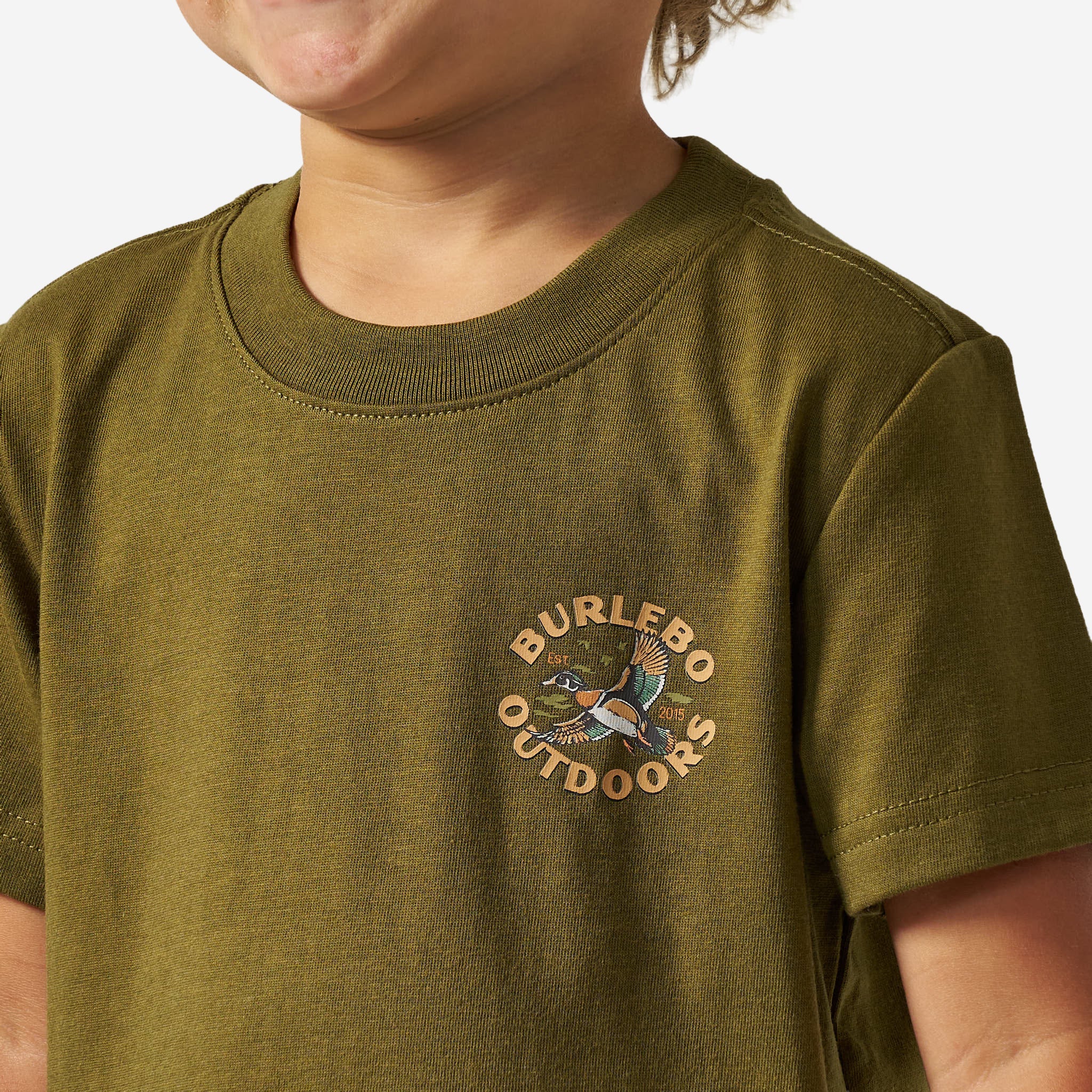 Burlebo Boys Heather Hunter Green Wood Duck Shirt