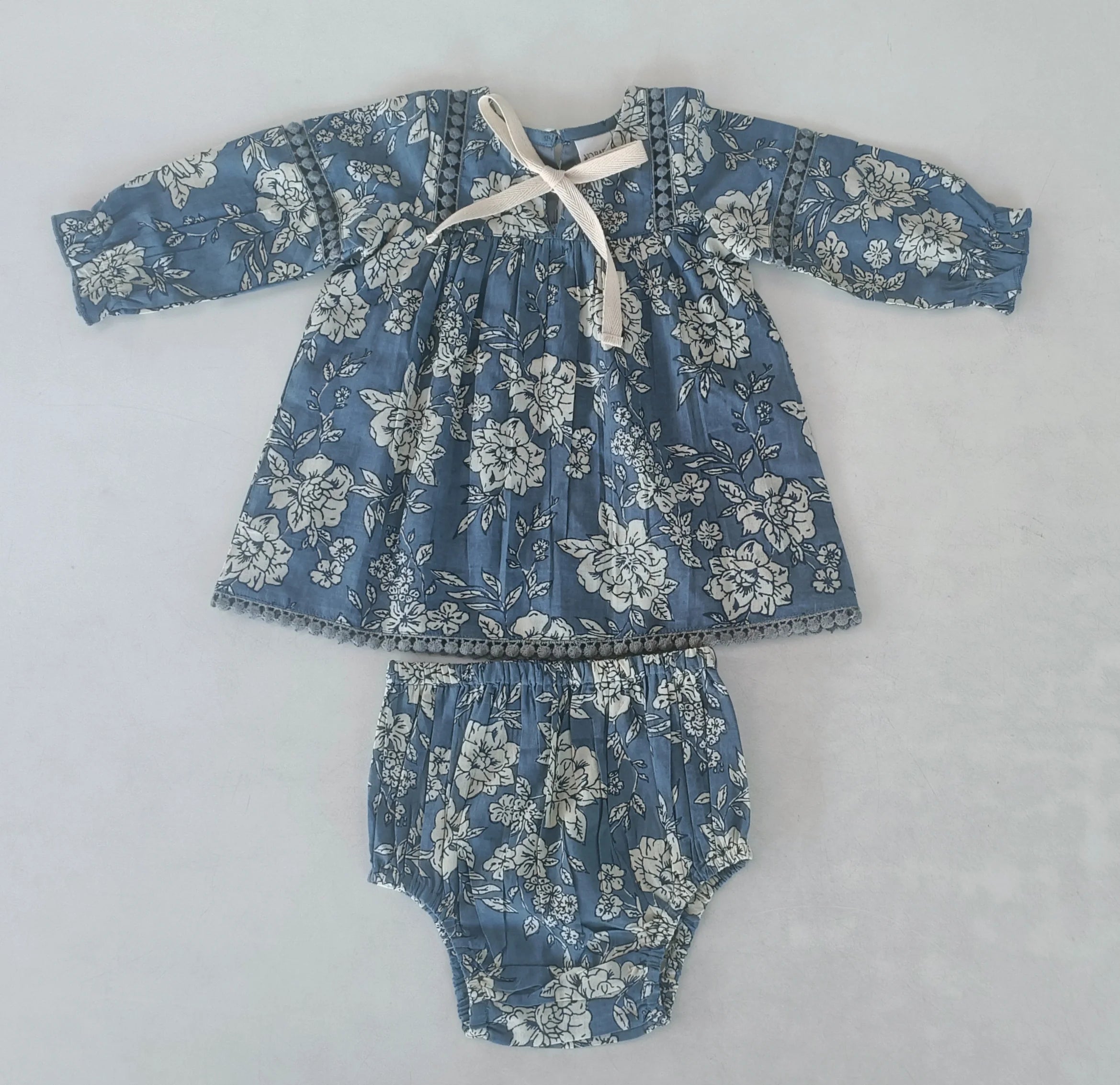Yo Baby Girls Grey Floral Dress