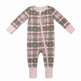 Hollis Baker Girls Pink Horseshoe Plaid Onesie