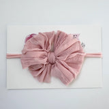 Paris Pink Ruffled Headband Bow
