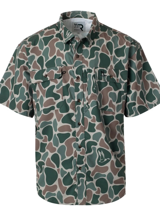 Fieldstone/Roost Boys Short Sleeve Camo Button Down