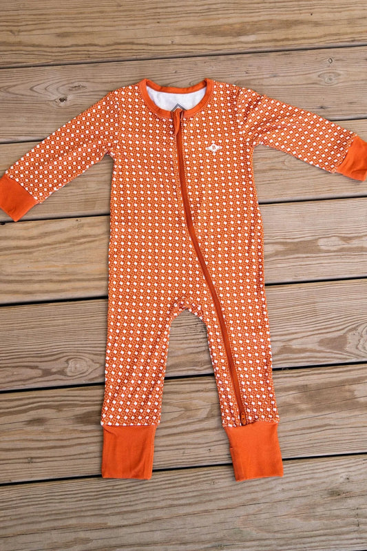 Burlebo UT Orange Texas Zip Up Onesie