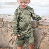 Blue Quail Classic Camo Green Lightweight Boys Performance Hoodie