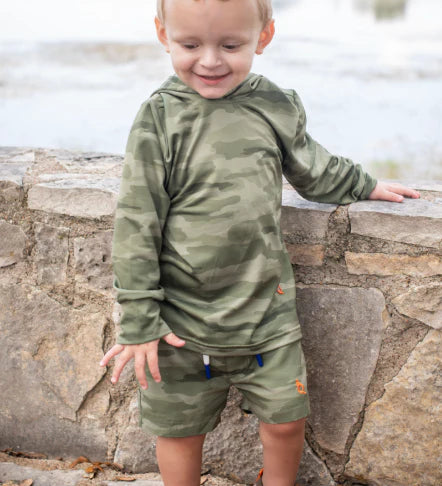 Blue Quail Classic Camo Green Lightweight Boys Performance Hoodie