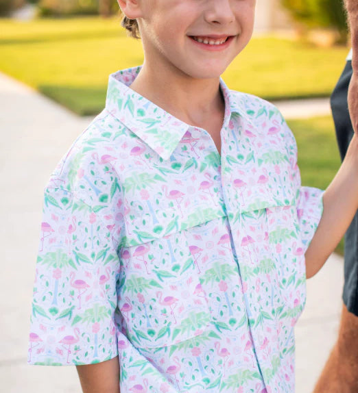 Blue Quail Del Mar Short Sleeve Boys Performance Button Up Shirt