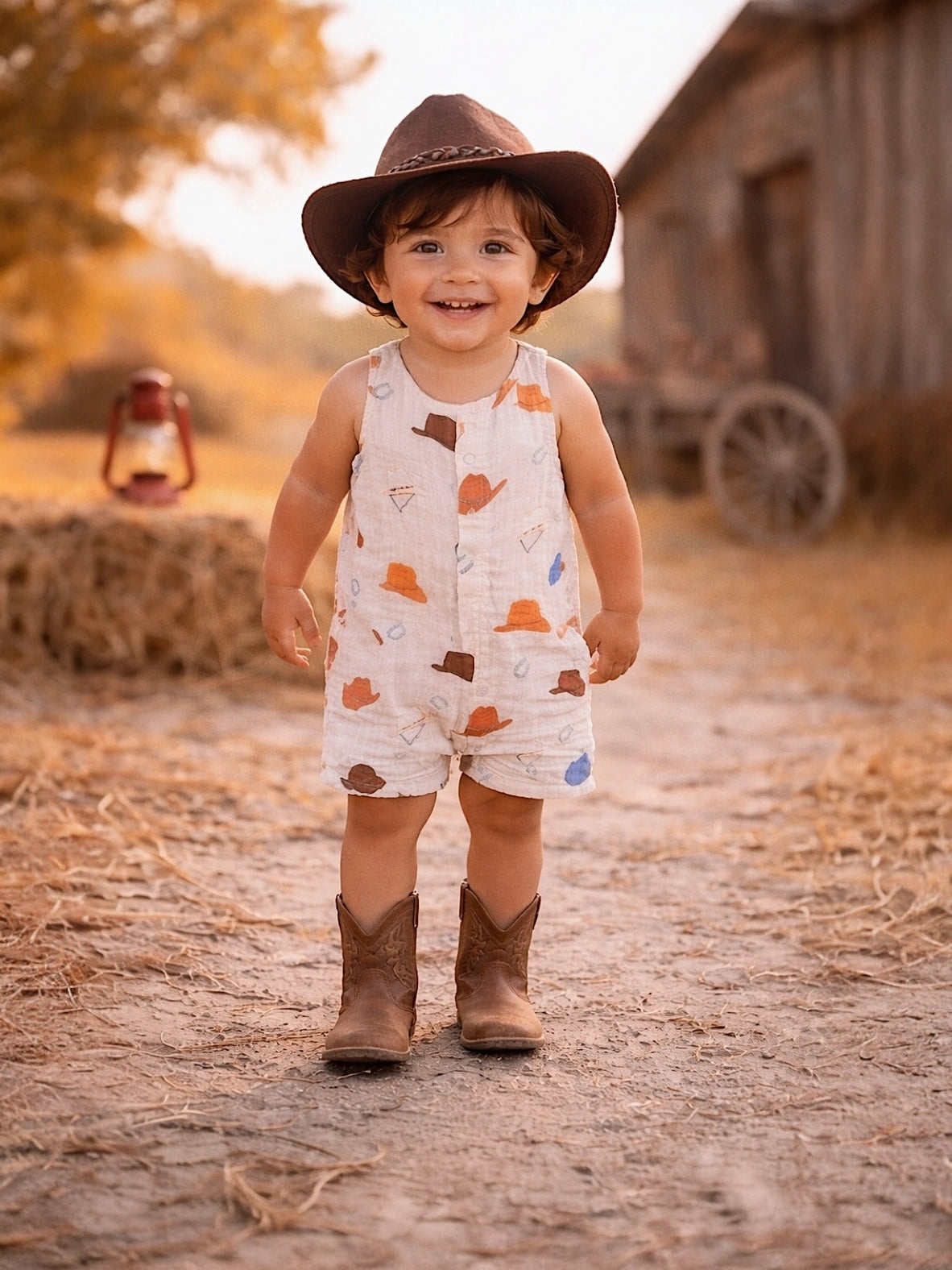 Western Boys Muslin Shortie Romper