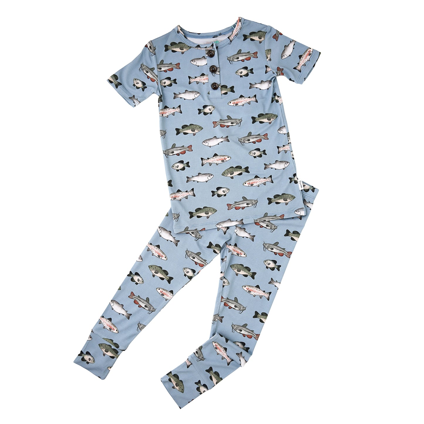Wade Two Piece Boys Fish Bamboo Pajama Set