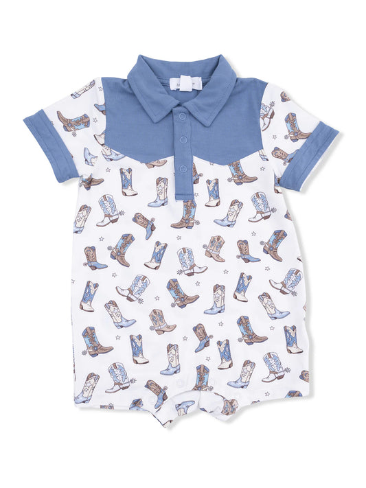 Angel Dear Cowboy Boots Boys Shortie Bamboo Romper