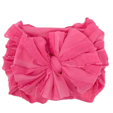 Candy Pink Ruffled Headband Bow