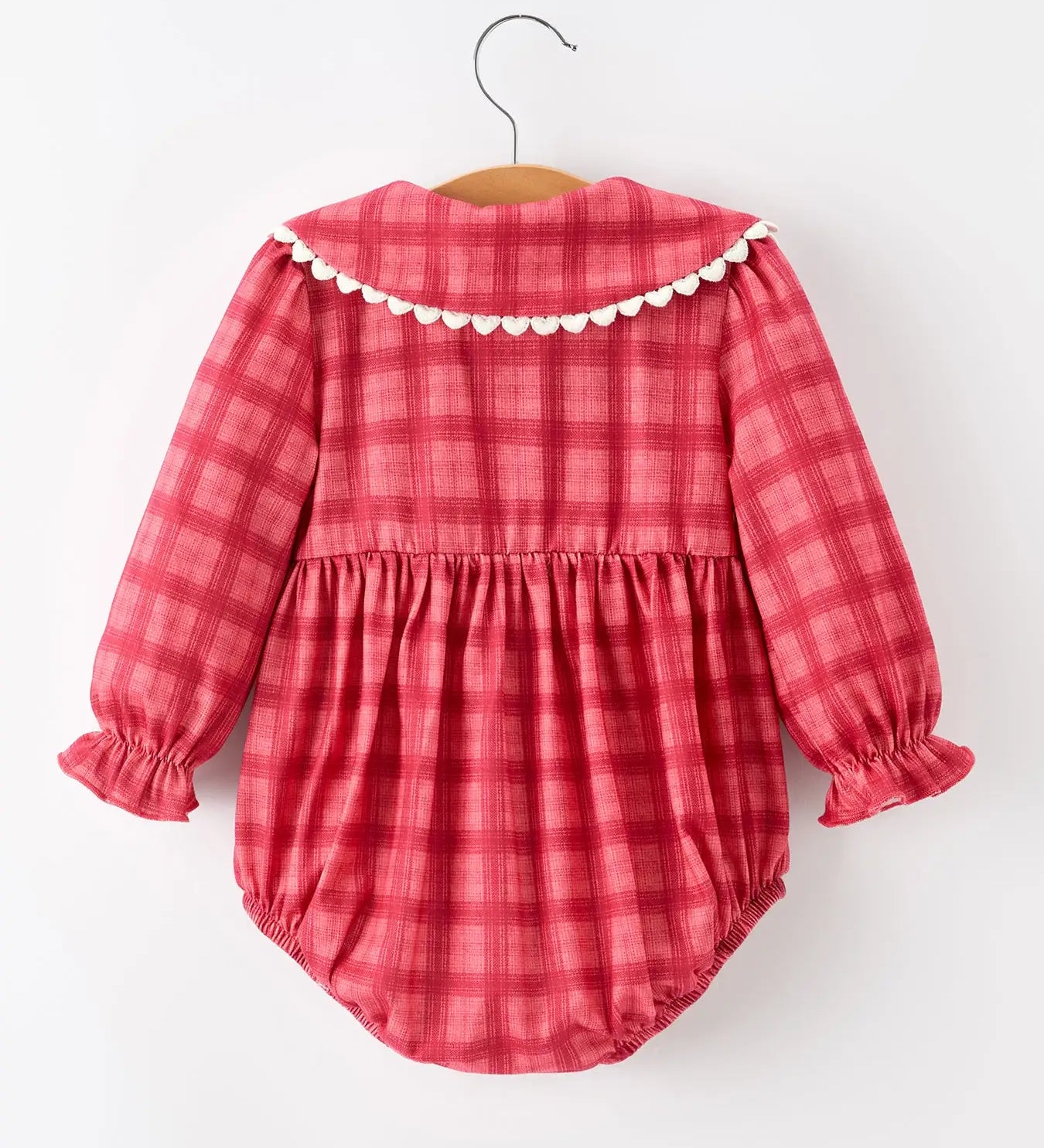 Rylee Faith Coral Red Plaid Collared Bubble