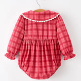 Rylee Faith Coral Red Plaid Collared Bubble