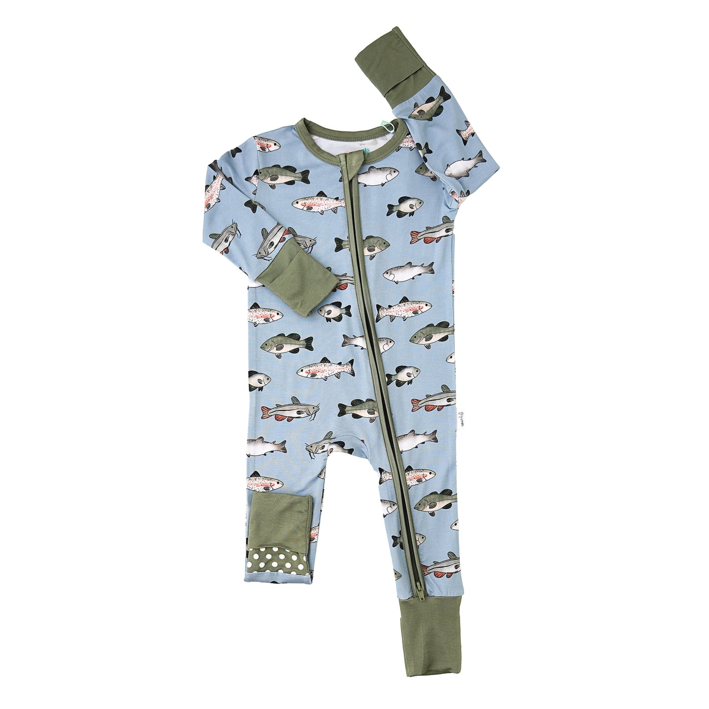 Wade Zip Boys Bamboo Fish Onesie