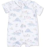 Angel Dear Farm Animals Party Polo Baby Boys Bamboo Shortie Romper