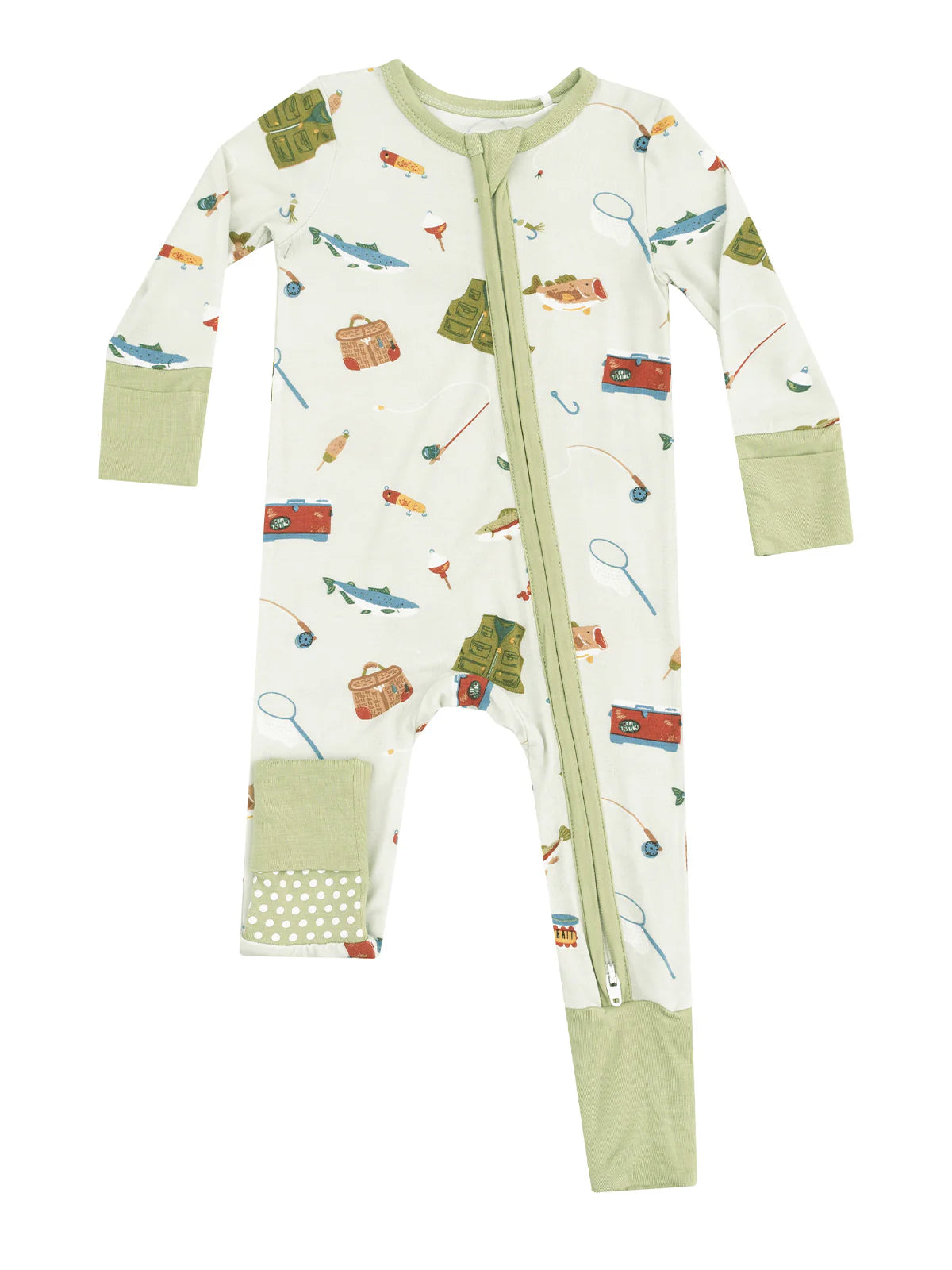 Angel Dear Boys Fishing Things Green Bamboo Onesie