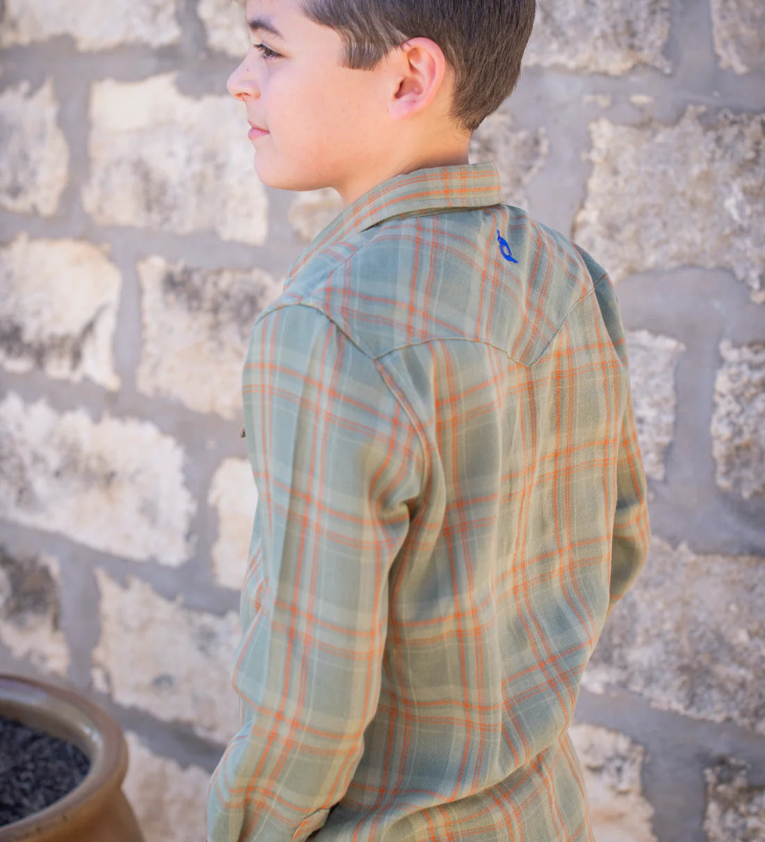 Blue Quail Deer Camp Plaid Pearl Snap Long Sleeve Boys Flannel Shirt