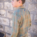BlueQuail Boys Deer Camp Plaid Flannel Pearl Snap Long Sleeve Shirt