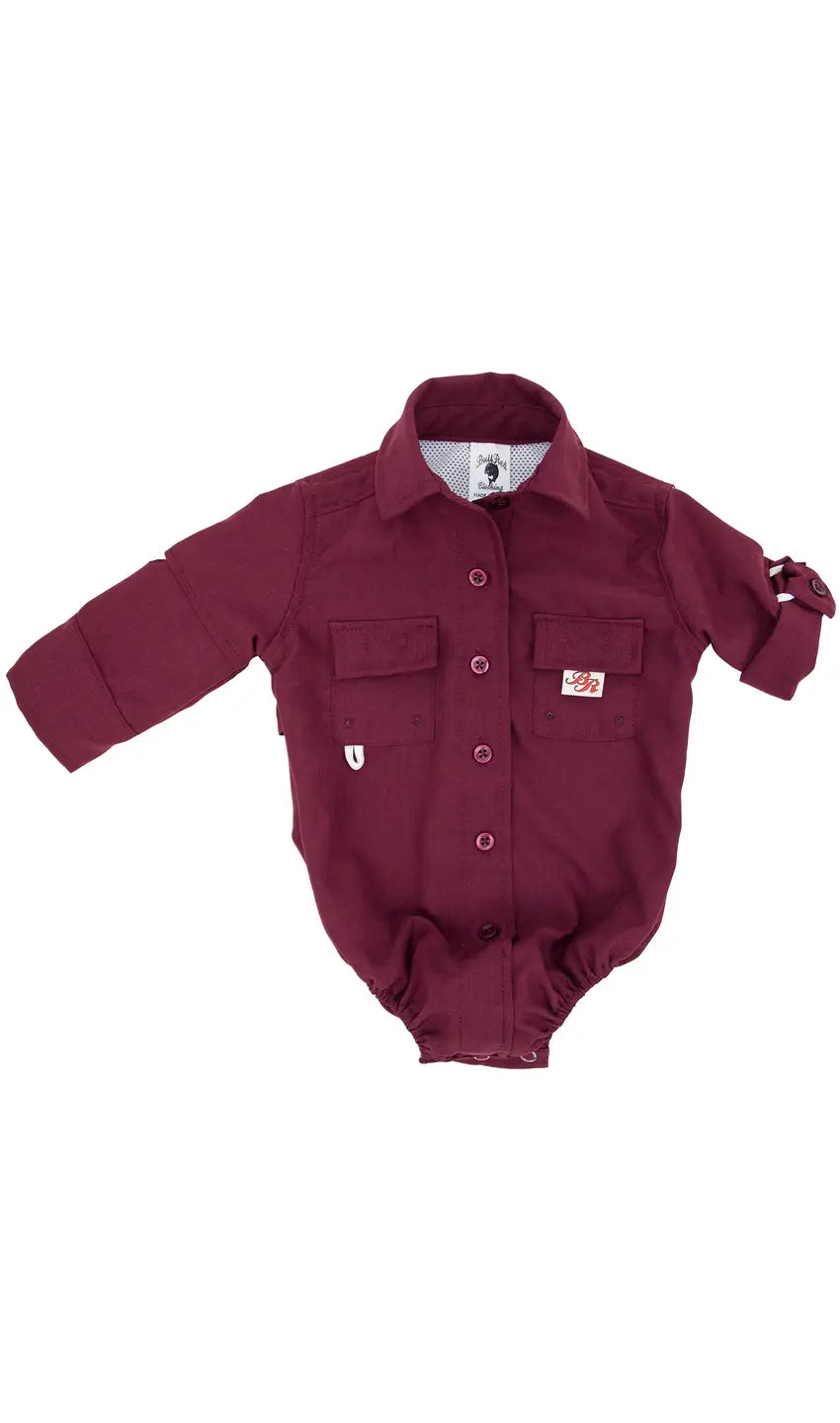 Perfect Fishing Shirt Onesie Boys or Girls Maroon