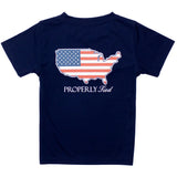 Properly Tied Boys Shirt Performance Tee SS Old Glory River Blue