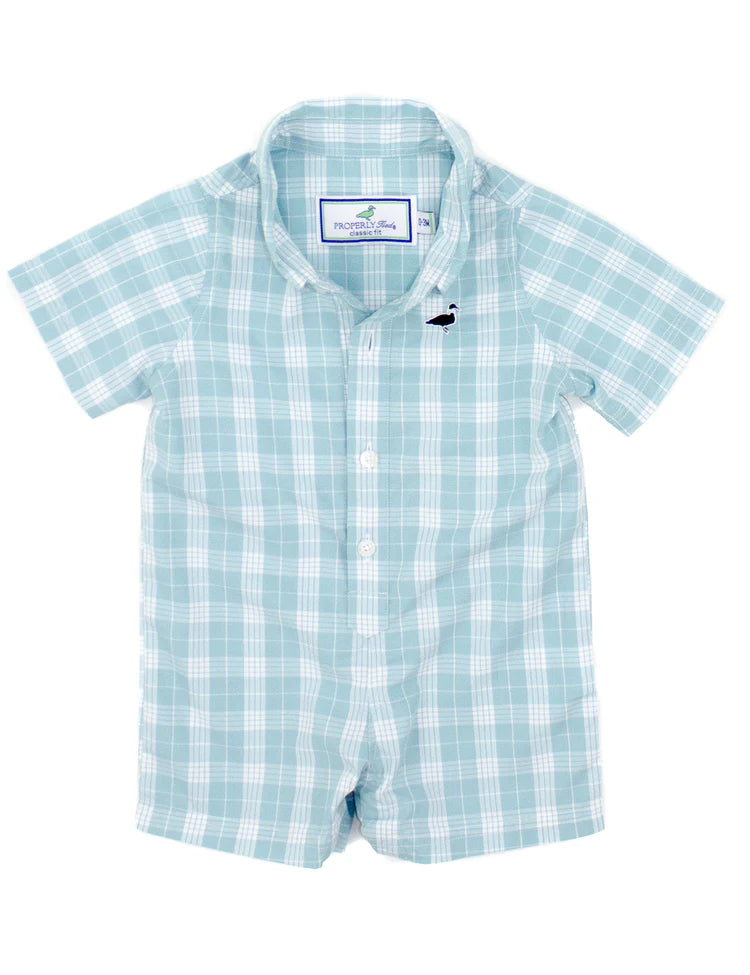 Properly Tied Boys Seasonal Shortall Spanish Moss Button Up