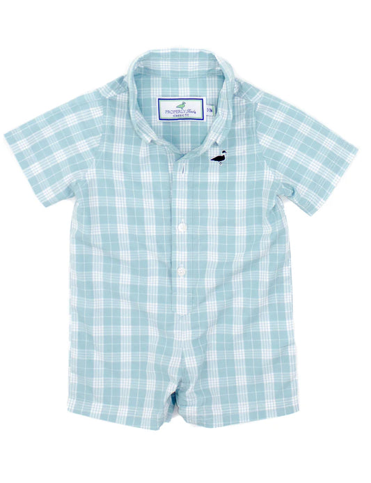 Properly Tied Boys Seasonal Shortall Spanish Moss Button Up