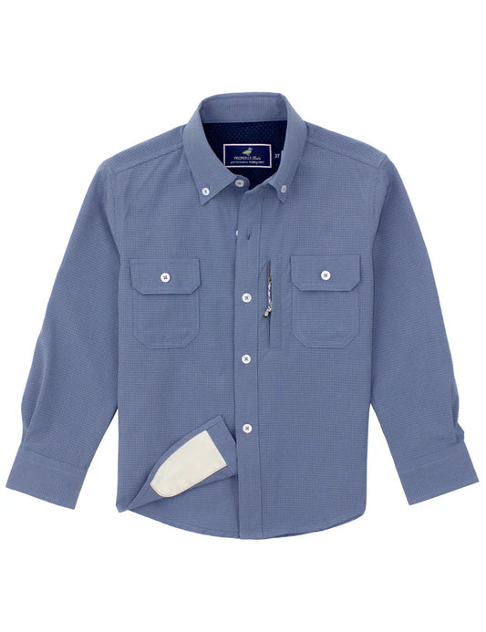Properly Tied Boys Reeltech Fishing Shirt Dusk Blue
