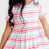 Mila & Rose Girls Pastel Stripes Pocketed Twirl Dress
