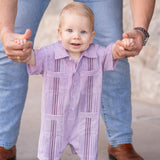 BlueQuail Boys Maroon Guayabera Short Sleeve Romper Texas