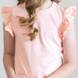 Mila & Rose Peach Ruffle Girls Tee