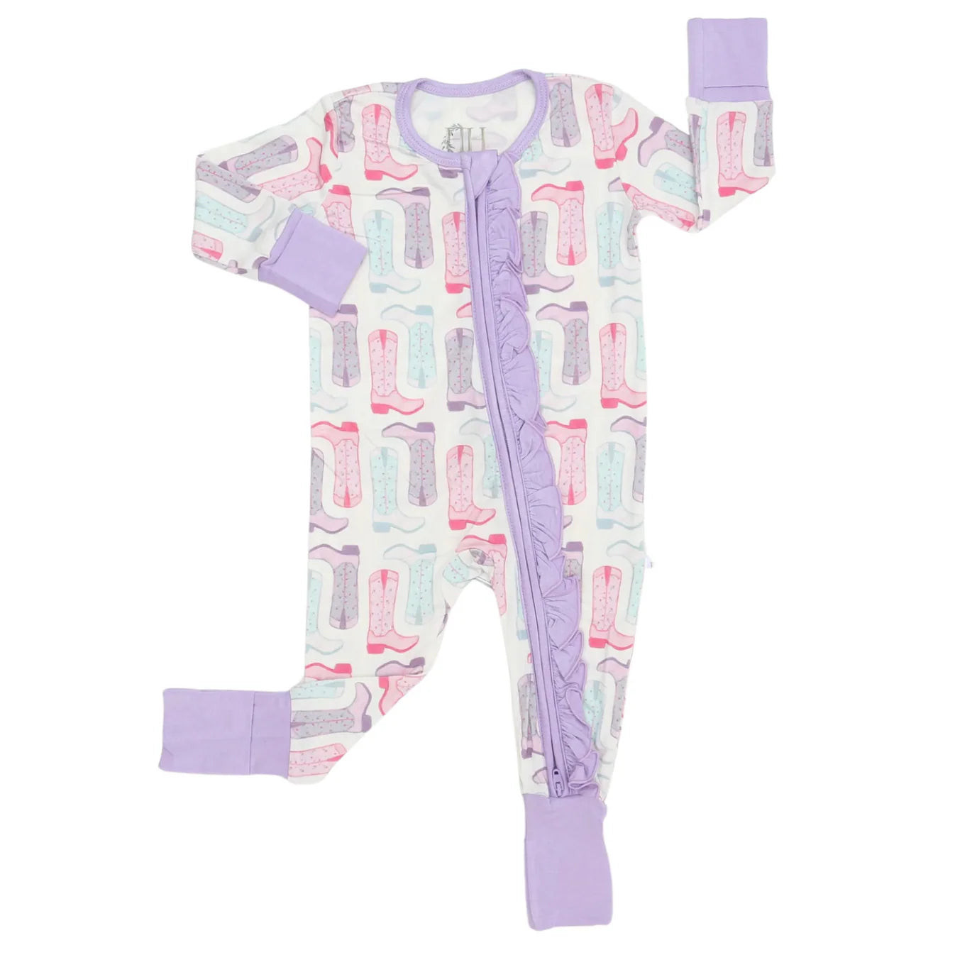 Hamner Hill x Petite Paloma Tulip Boots Ruffle Girls Bamboo Onesie
