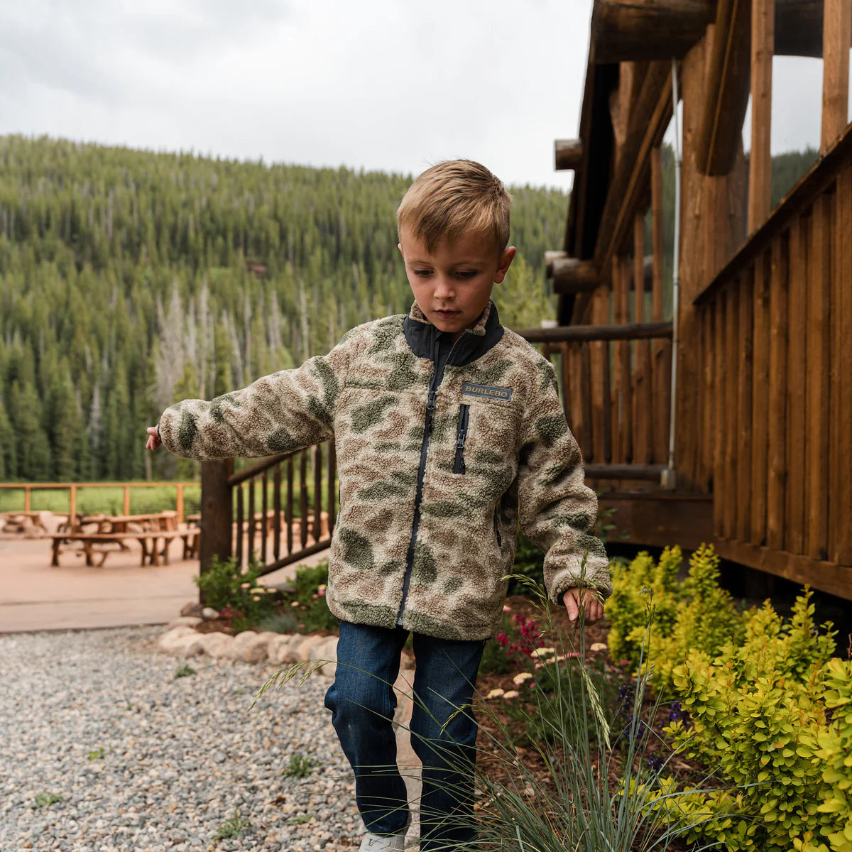 Burlebo Youth Boys Alpine Camo Sherpa Full Zip Jacket