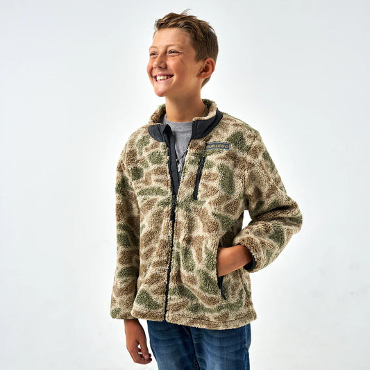 Burlebo Youth Boys Alpine Camo Sherpa Full Zip Jacket