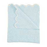 Mud Pie Blue Scalloped Luxe Chenille Baby Blanket