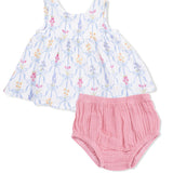 Angel Dear Ribbon Bouquets Girls Dress with Bow and Bloomers